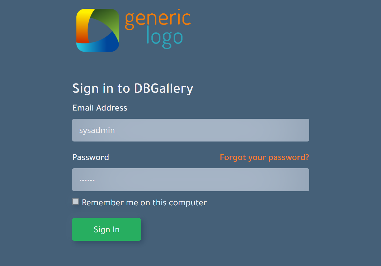 DBGallery Login Page