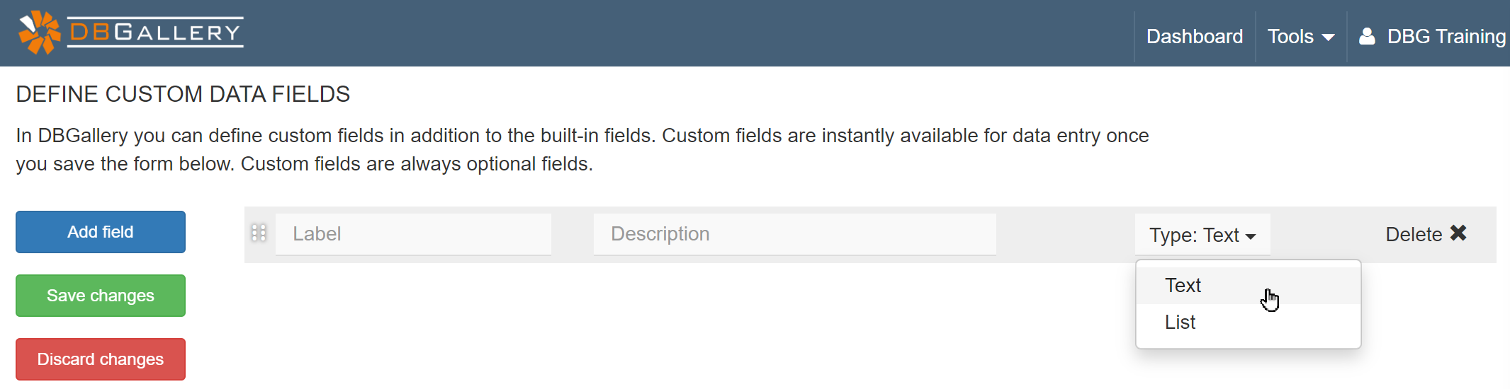 Custom Fields Adding a Field